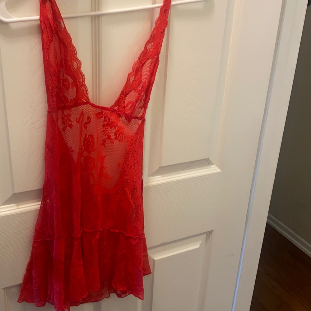 Sexy red lace lingerie dress